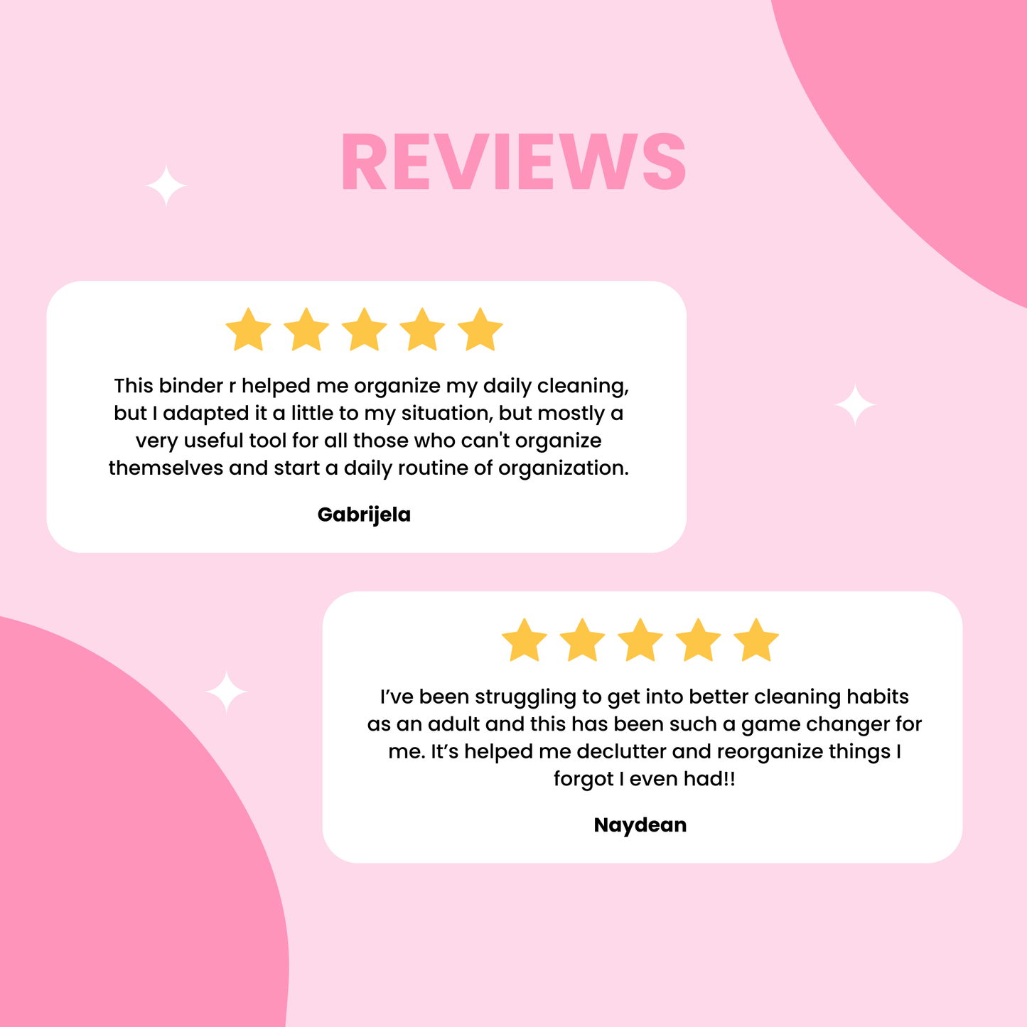 Cleaning binder printables