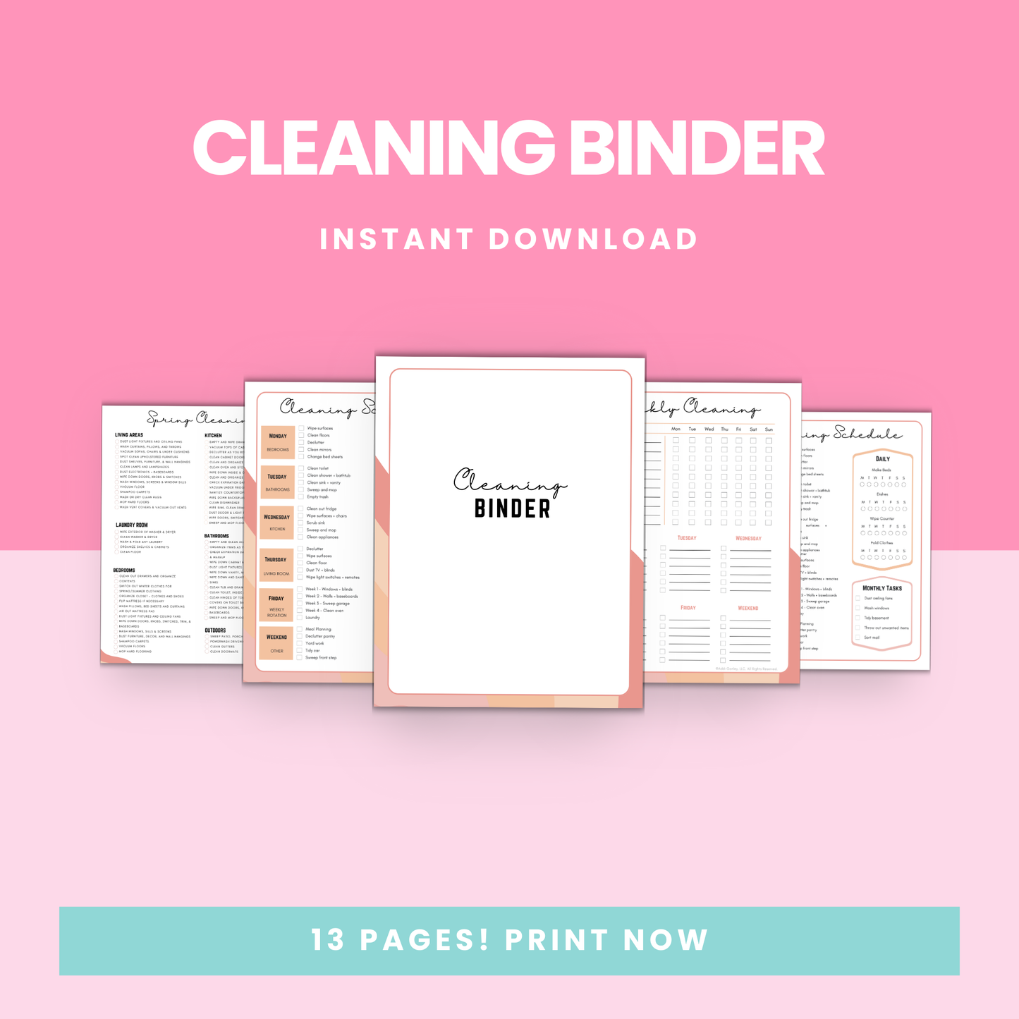 Printable cleaning binder