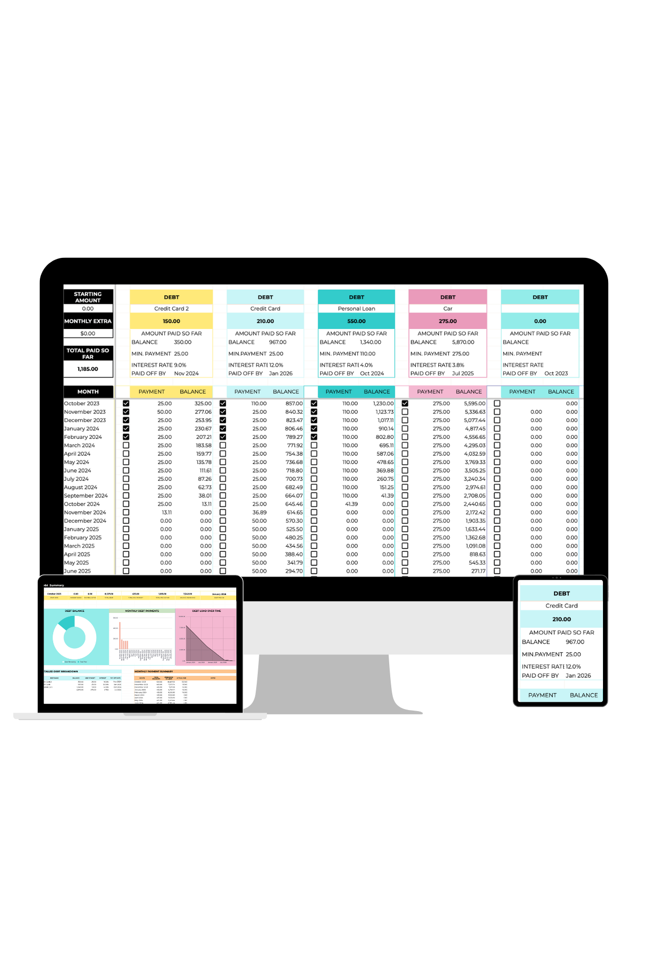 Debt Paydown Spreadsheets