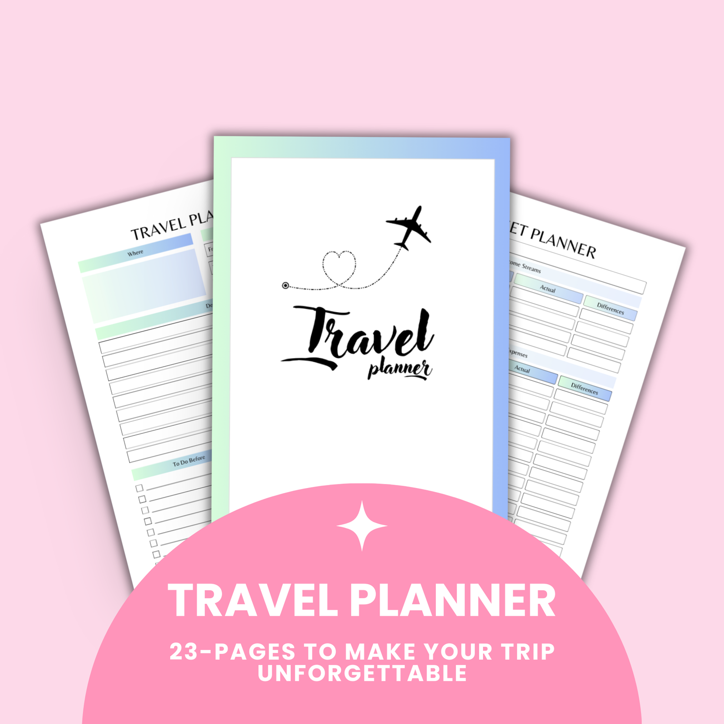 Get prepared and organized with our Printable Travel Journal. With 23 meticulously crafted pages, this journal is your essential companion for planning, tracking, and documenting your travels.