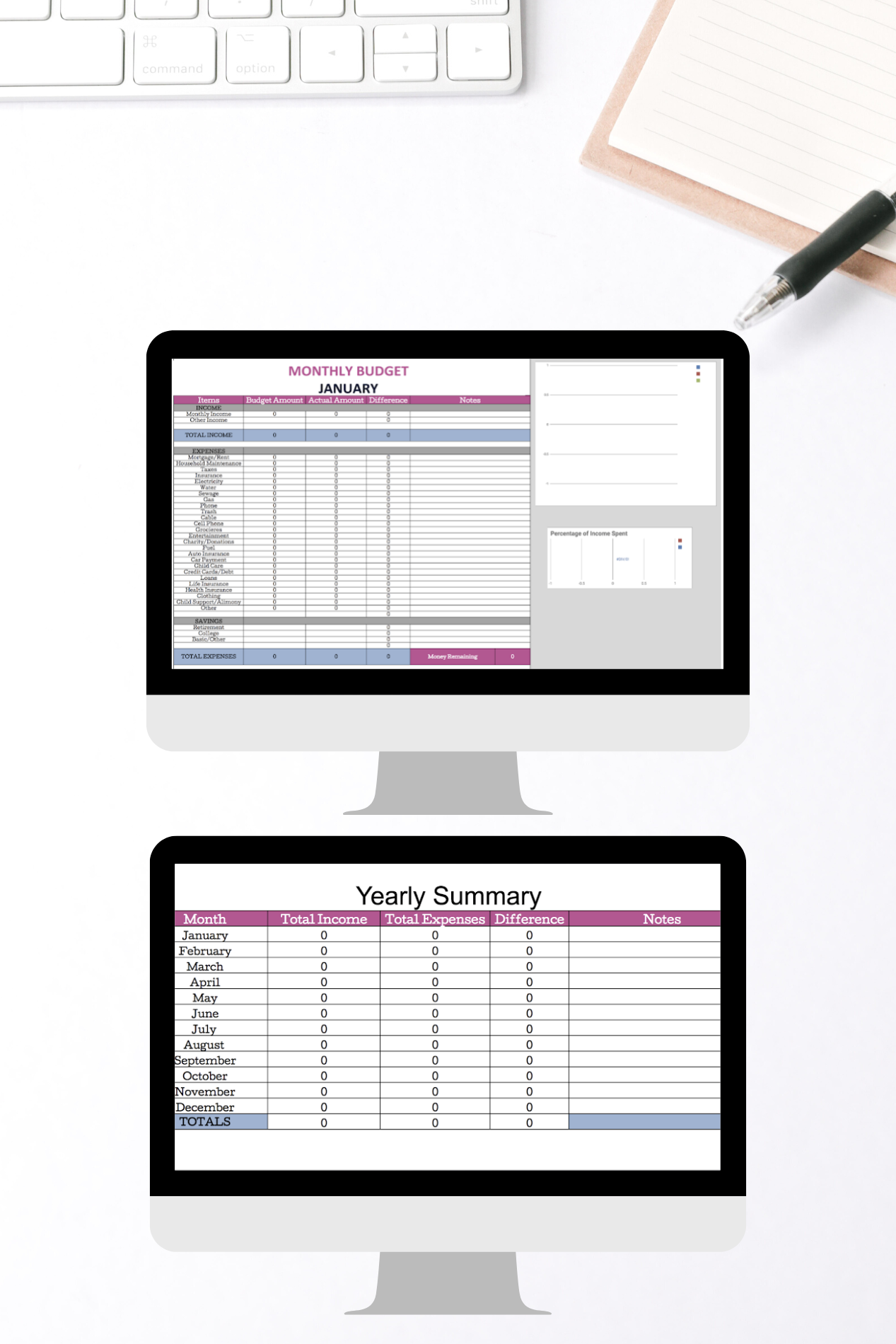 Yearly Household Budget Spreadsheets