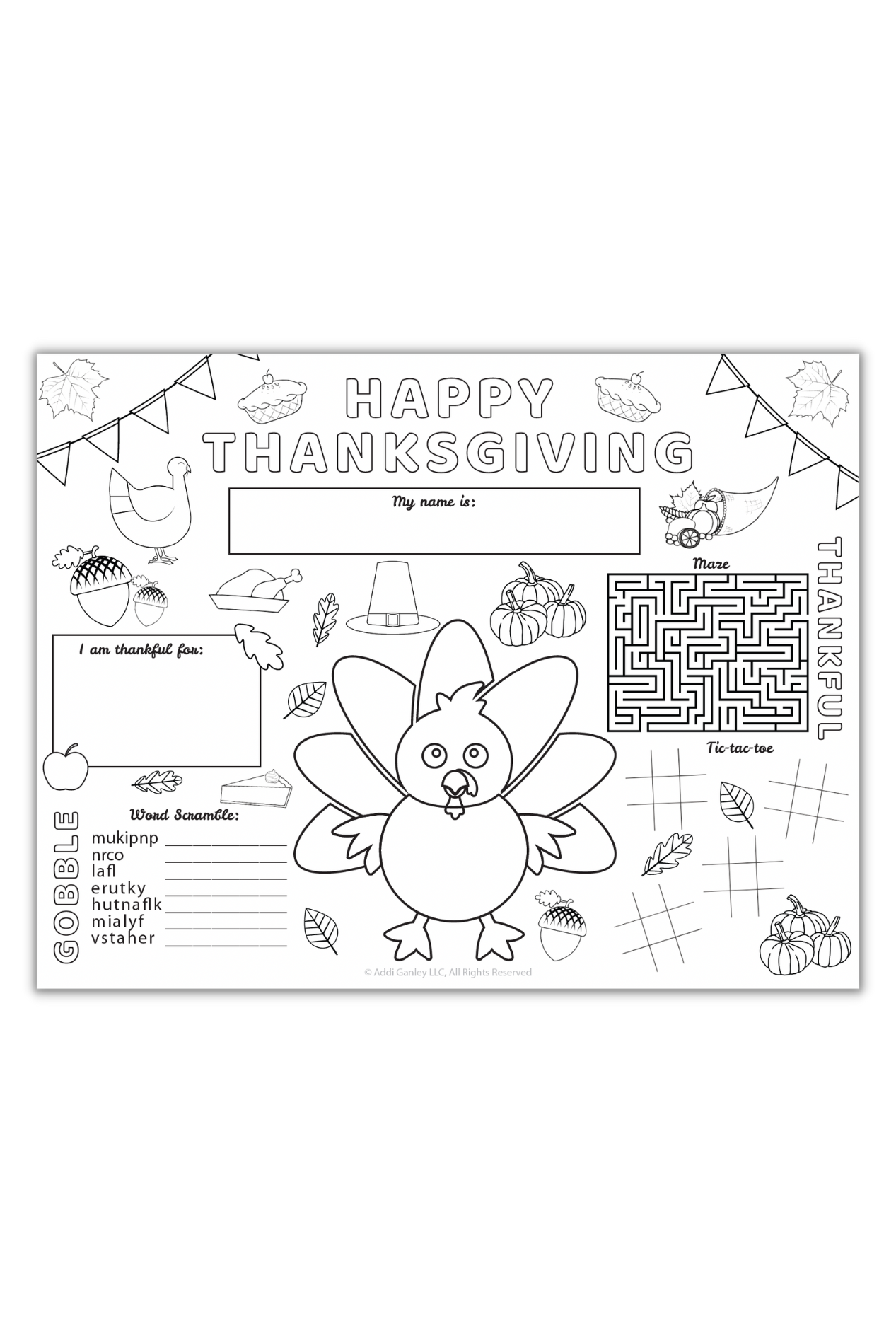 Kids Thanksgiving Activity Pack