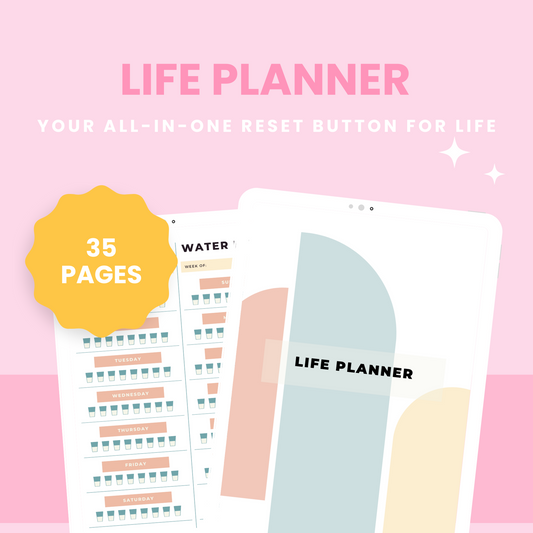 Printable Life Planner PDF with 35 pages for goal setting, budgeting, and weekly planning