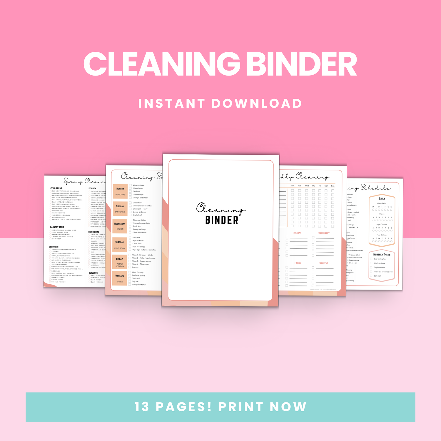 Printable cleaning binder