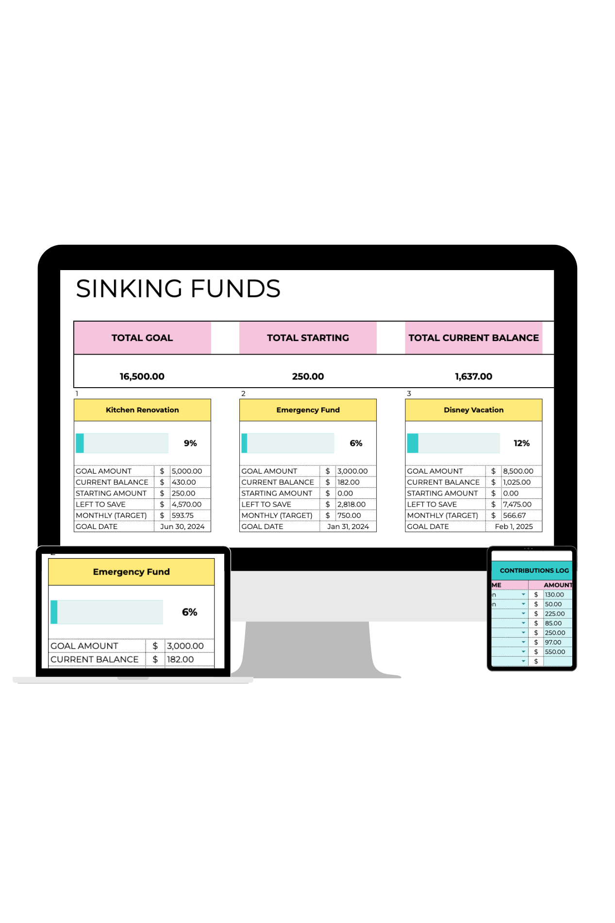 Savings & Sinking Funds Spreadsheets
