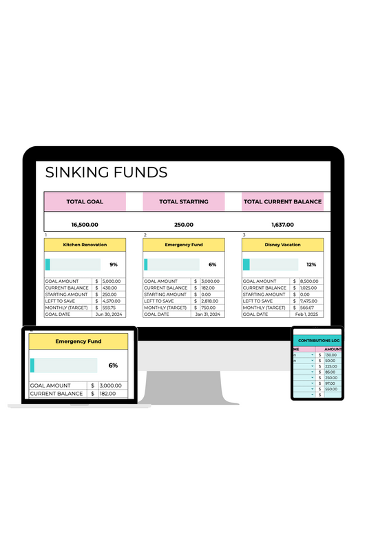 Savings & Sinking Funds Spreadsheets