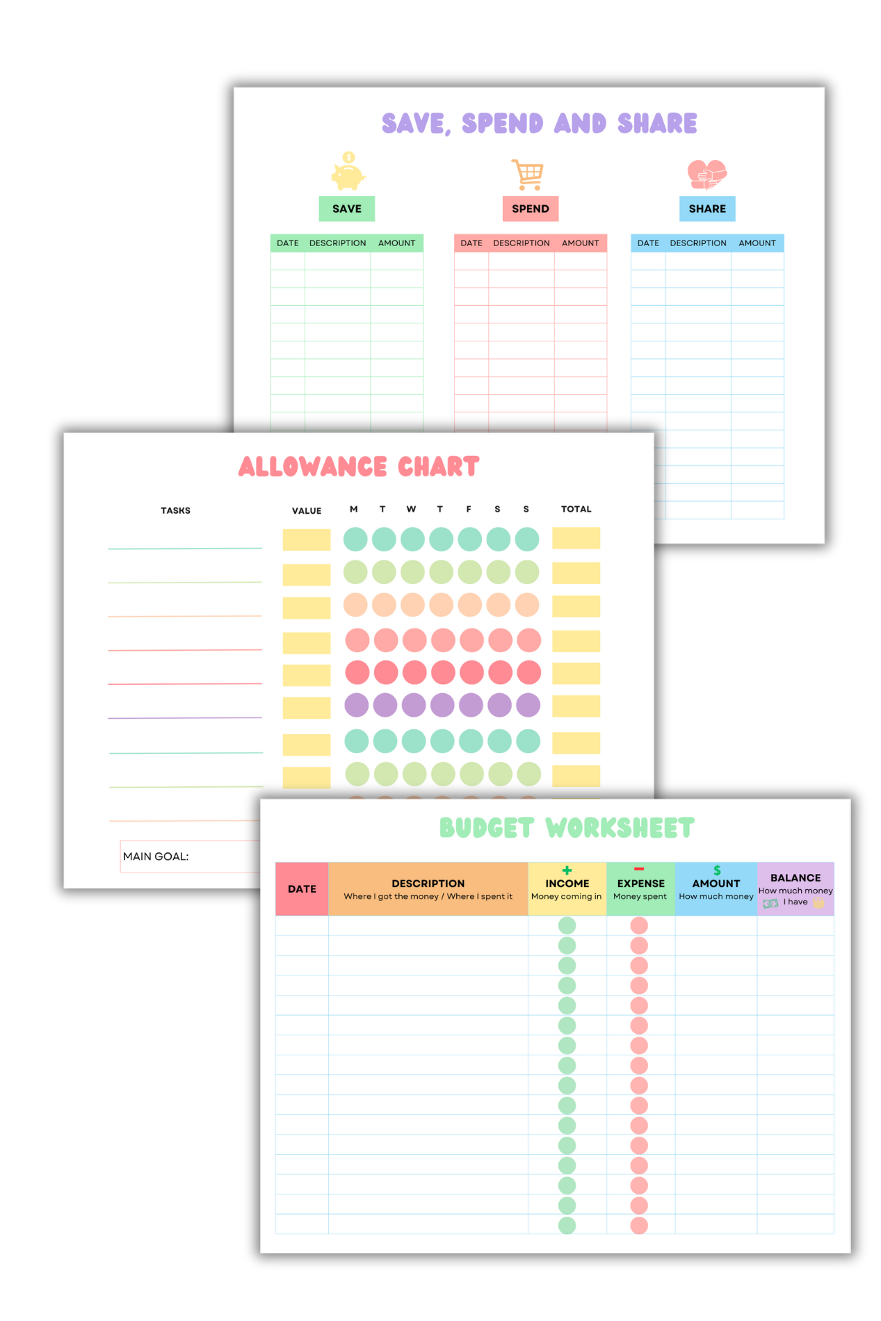 Kids Budgeting Worksheet Pack