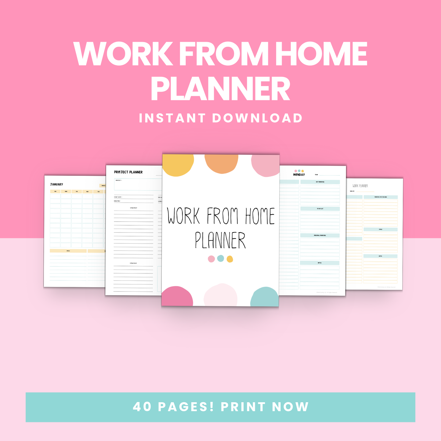 Project planning worksheet to organize tasks, timelines, and goals for remote work