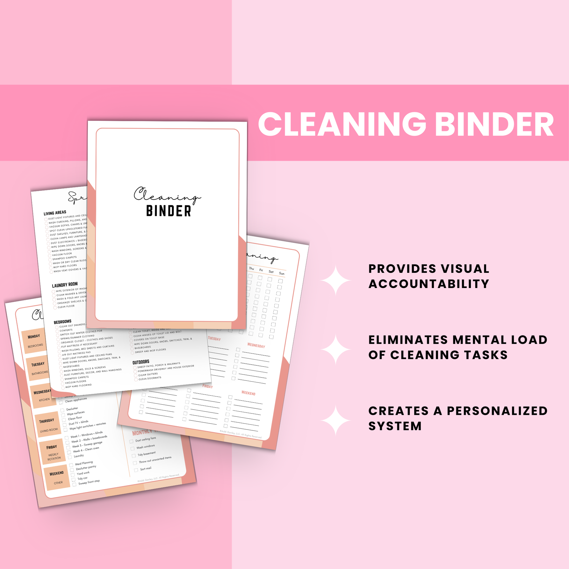 Printable cleaning binder