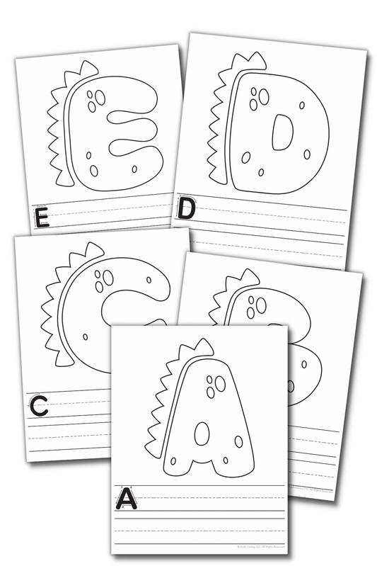 Dinosaur Alphabet Handwriting Practice Sheets - B&W [26 pages]