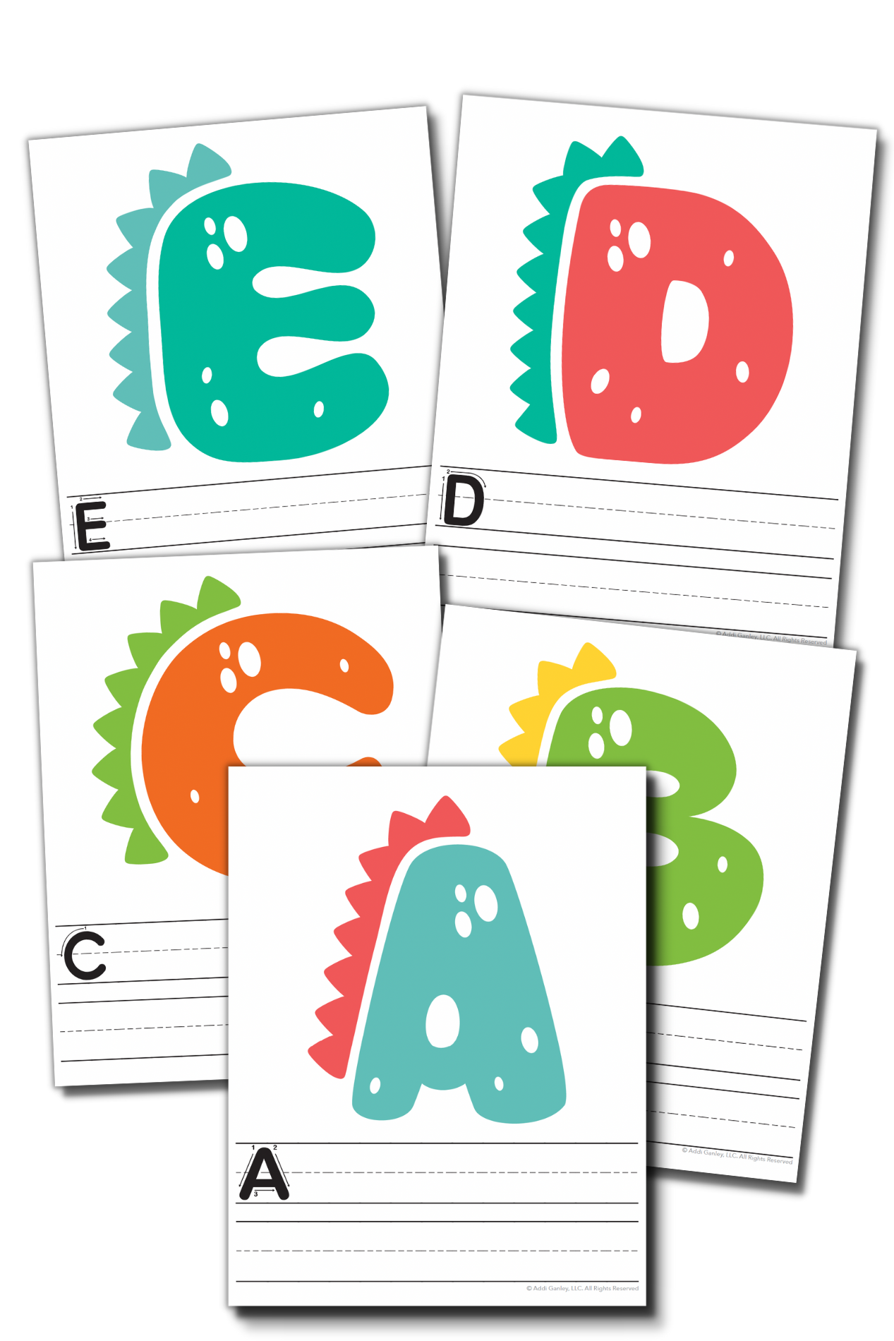Dinosaur Alphabet Handwriting Practice Sheets - Color [26 pages]