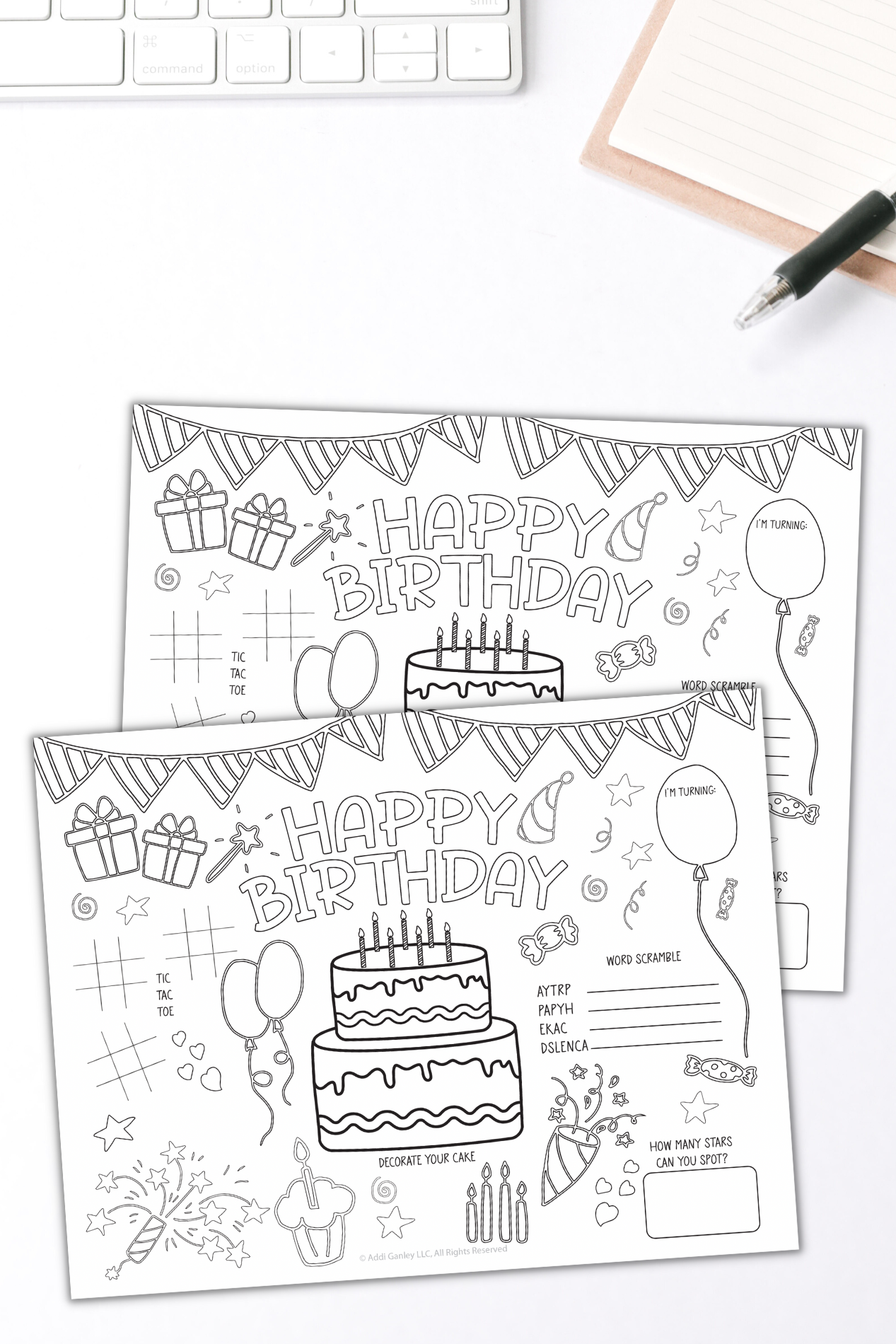 Kids Birthday Activity Sheet