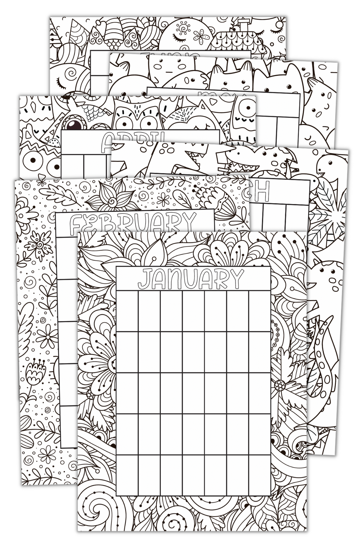 Addi Coloruing Undated Coloring Calendars - Patterns – Addi Ganley
