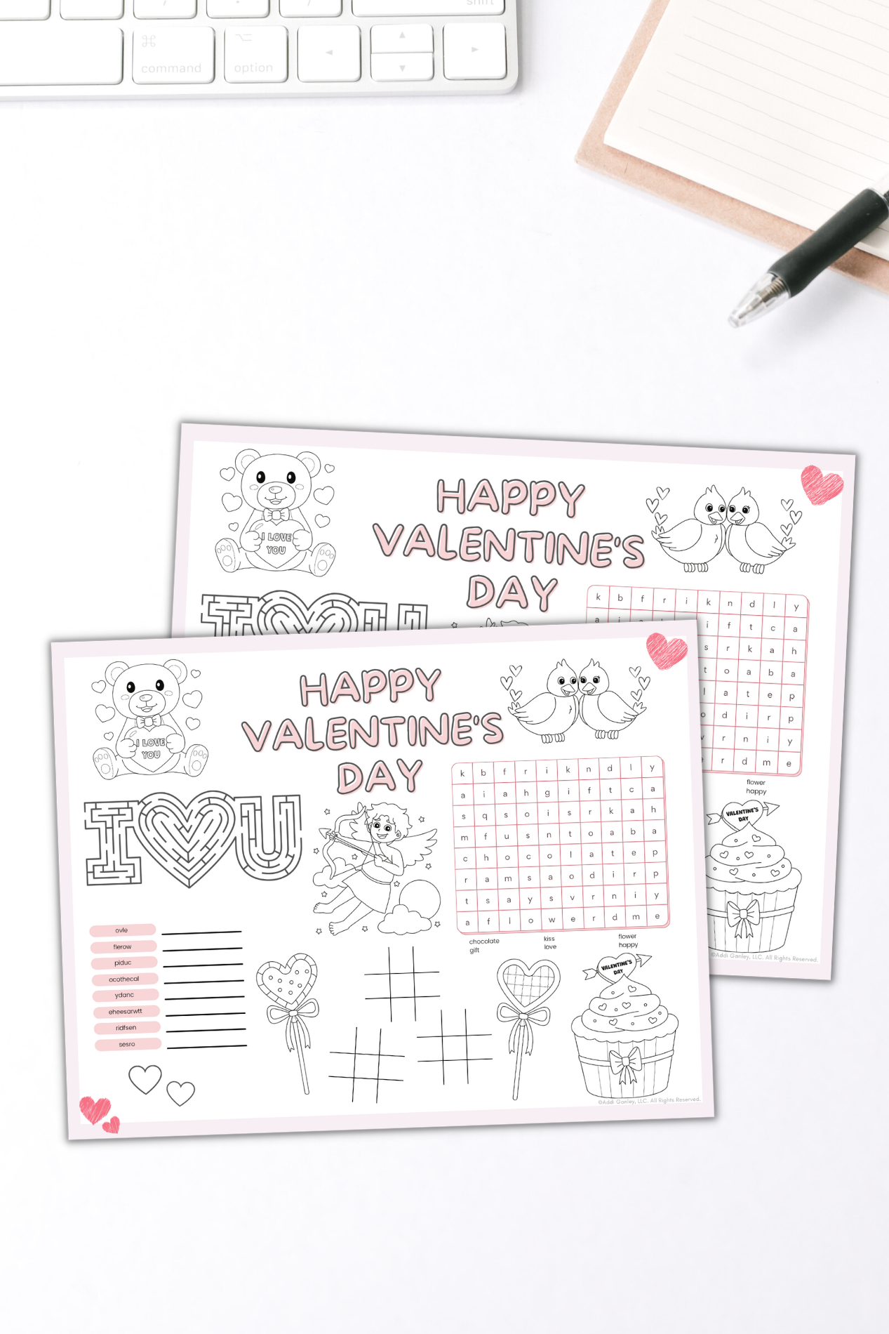 Kids Valentine's Day Activity Sheet Addi Ganley